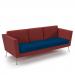 Lyric reception chair three seater with metal legs 2010mm wide - maturity blue seat and arms with extent red back