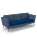 Lyric reception chair three seater with wooden legs 2010mm wide - maturity blue seat and arms with range blue back