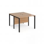 Maestro 25 back to back straight desks 1000mm x 1200mm - black bench leg frame, beech top MB1012BKB