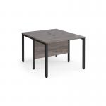 Maestro 25 back to back straight desks 1000mm x 1200mm - black bench leg frame and grey oak top
