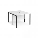 Maestro 25 back to back straight desks 1000mm x 1200mm - black bench leg frame, white top MB1012BKWH