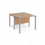 Maestro 25 back to back straight desks 1000mm x 1200mm - silver bench leg frame, beech top MB1012BSB