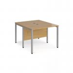 Maestro 25 back to back straight desks 1000mm x 1200mm - silver bench leg frame, oak top MB1012BSO