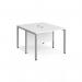 Maestro 25 back to back straight desks 1000mm x 1200mm - silver bench leg frame, white top MB1012BSWH