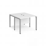 Maestro 25 back to back straight desks 1000mm x 1200mm - silver bench leg frame, white top MB1012BSWH
