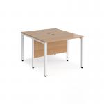 Maestro 25 back to back straight desks 1000mm x 1200mm - white bench leg frame, beech top MB1012BWHB