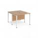 Maestro 25 back to back straight desks 1000mm x 1200mm - white bench leg frame, beech top MB1012BWHB