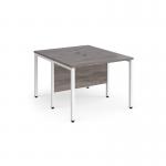 Maestro 25 back to back straight desks 1000mm x 1200mm - white bench leg frame and grey oak top
