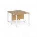 Maestro 25 back to back straight desks 1000mm x 1200mm - white bench leg frame, oak top MB1012BWHO