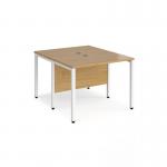 Maestro 25 back to back straight desks 1000mm x 1200mm - white bench leg frame and oak top
