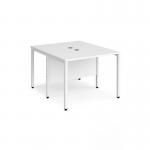 Maestro 25 back to back straight desks 1000mm x 1200mm - white bench leg frame, white top MB1012BWHWH