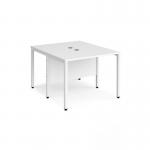 Maestro 25 back to back straight desks 1000mm x 1200mm - white bench leg frame and white top