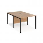 Maestro 25 back to back straight desks 1000mm x 1600mm - black bench leg frame, beech top MB1016BKB