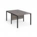 Maestro 25 back to back straight desks 1000mm x 1600mm - black bench leg frame, grey oak top MB1016BKGO