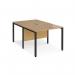 Maestro 25 back to back straight desks 1000mm x 1600mm - black bench leg frame, oak top MB1016BKO