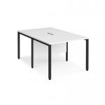 Maestro 25 back to back straight desks 1000mm x 1600mm - black bench leg frame, white top MB1016BKWH