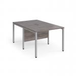 Maestro 25 back to back straight desks 1000mm x 1600mm - silver bench leg frame, grey oak top MB1016BSGO