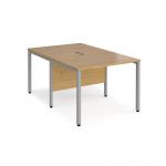 Maestro 25 back to back straight desks 1000mm x 1600mm - silver bench leg frame, oak top MB1016BSO