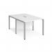 Maestro 25 back to back straight desks 1000mm x 1600mm - silver bench leg frame, white top MB1016BSWH