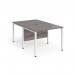 Maestro 25 back to back straight desks 1000mm x 1600mm - white bench leg frame, grey oak top MB1016BWHGO