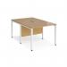 Maestro 25 back to back straight desks 1000mm x 1600mm - white bench leg frame, oak top MB1016BWHO