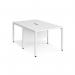 Maestro 25 back to back straight desks 1000mm x 1600mm - white bench leg frame, white top MB1016BWHWH