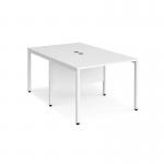 Maestro 25 back to back straight desks 1000mm x 1600mm - white bench leg frame and white top