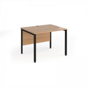 Maestro 25 straight desk 1000mm x 800mm - black bench leg frame, beech