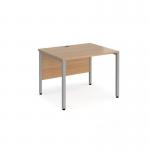 Maestro 25 straight desk 1000mm x 800mm - silver bench leg frame and beech top