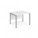 Maestro 25 straight desk 1000mm x 800mm - silver bench leg frame, white top MB10SWH