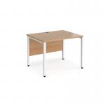 Maestro 25 straight desk 1000mm x 800mm - white bench leg frame and beech top