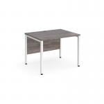 Maestro 25 straight desk 1000mm x 800mm - white bench leg frame and grey oak top