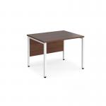 Maestro 25 straight desk 1000mm x 800mm - white bench leg frame and walnut top
