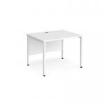 Maestro 25 straight desk 1000mm x 800mm - white bench leg frame and white top