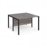 Maestro 25 back to back straight desks 1200mm x 1200mm - black bench leg frame, grey oak top MB1212BKGO