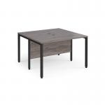 Maestro 25 back to back straight desks 1200mm x 1200mm - black bench leg frame and grey oak top