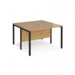 Maestro 25 back to back straight desks 1200mm x 1200mm - black bench leg frame, oak top MB1212BKO