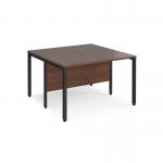 Maestro 25 back to back straight desks 1200mm x 1200mm - black bench leg frame, walnut top MB1212BKW