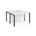 Maestro 25 back to back straight desks 1200mm x 1200mm - black bench leg frame, white top MB1212BKWH