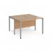 Maestro 25 back to back straight desks 1200mm x 1200mm - silver bench leg frame, beech top MB1212BSB