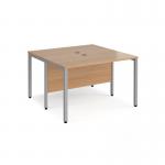 Maestro 25 back to back straight desks 1200mm x 1200mm - silver bench leg frame and beech top
