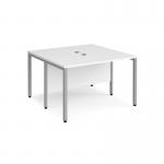 Maestro 25 back to back straight desks 1200mm x 1200mm - silver bench leg frame and white top