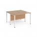 Maestro 25 back to back straight desks 1200mm x 1200mm - white bench leg frame, beech top MB1212BWHB