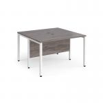Maestro 25 back to back straight desks 1200mm x 1200mm - white bench leg frame and grey oak top