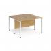 Maestro 25 back to back straight desks 1200mm x 1200mm - white bench leg frame, oak top MB1212BWHO