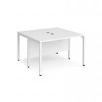 Maestro 25 back to back straight desks 1200mm x 1200mm - white bench leg frame, white top MB1212BWHWH