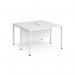 Maestro 25 back to back straight desks 1200mm x 1200mm - white bench leg frame, white top MB1212BWHWH