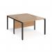 Maestro 25 back to back straight desks 1200mm x 1600mm - black bench leg frame, beech top MB1216BKB