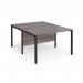 Maestro 25 back to back straight desks 1200mm x 1600mm - black bench leg frame, grey oak top MB1216BKGO