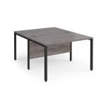 Maestro 25 back to back straight desks 1200mm x 1600mm - black bench leg frame and grey oak top